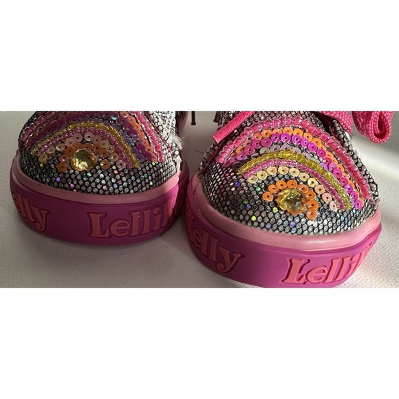 Lelli Kelly Rainbow Sequin High Top Sneakers EU 21 US 5 Toddler Pink Glitter - Picture 2 of 7